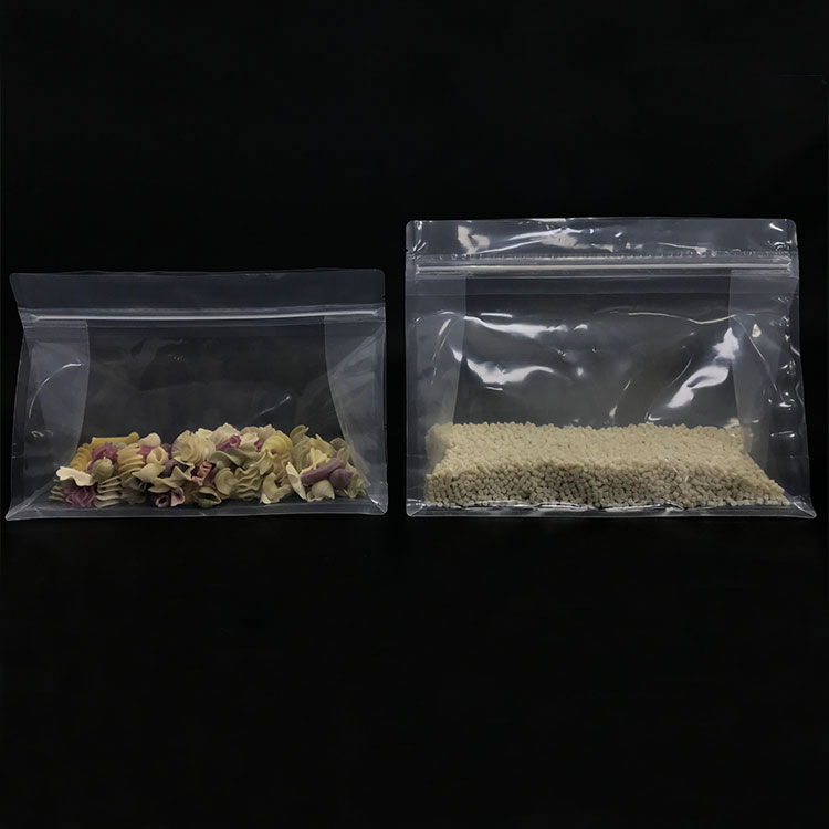 Recyclable 250g 1000g Transparent Square Bottom Bag with Zipper قابلة لإعادة التدوير 250 جرام 1000 جرام كيس شفاف مربع مع سحاب