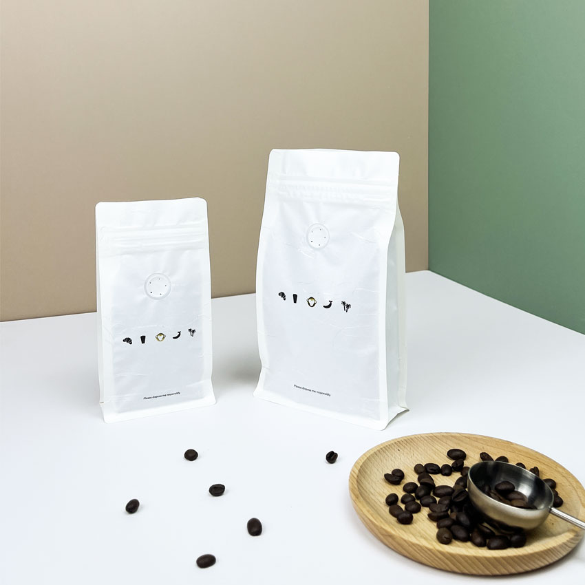 عبوات قهوة رخيصة الثمن من ورق الأرز القابل للتحلل البيولوجي بسحاب علوي للبيع بالتجزئة​