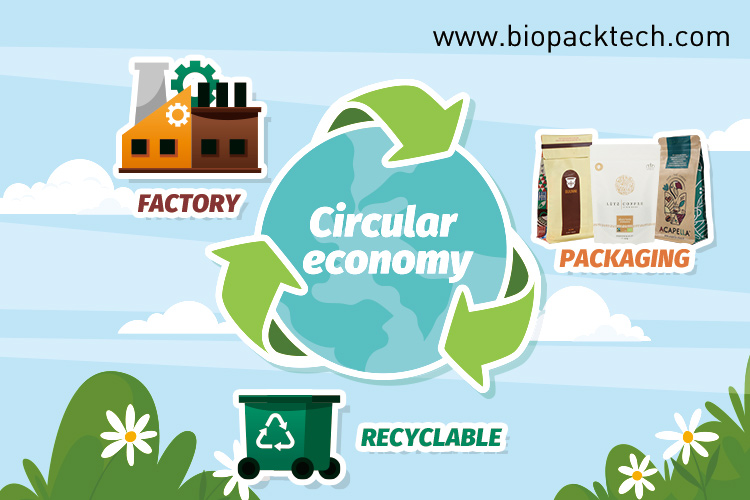 أكياس قهوة قابلة لإعادة التدوير.