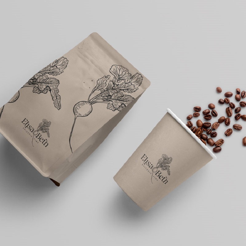 أكياس قهوة ورقية مسطحة القاع قابلة للتخصيص من OEM بوزن 1 رطل مع صمام