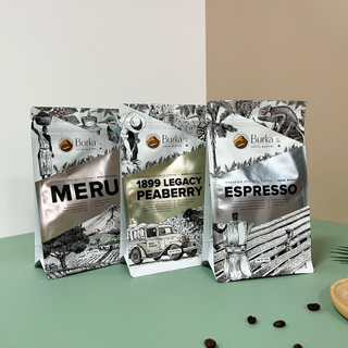 أكياس قهوة مخصصة من رقائق الألومنيوم قابلة لإعادة التدوير مع صمام