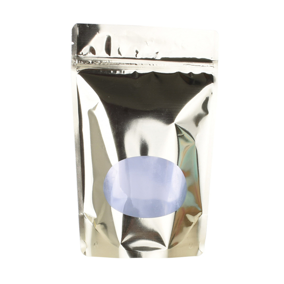 رقائق الألومنيوم معدنية ذهبية مخصصة الطباعة الوقوف الحقيبة الغذاء الصف سستة التعبئة والتغليف المرنة مع نافذة مرئية