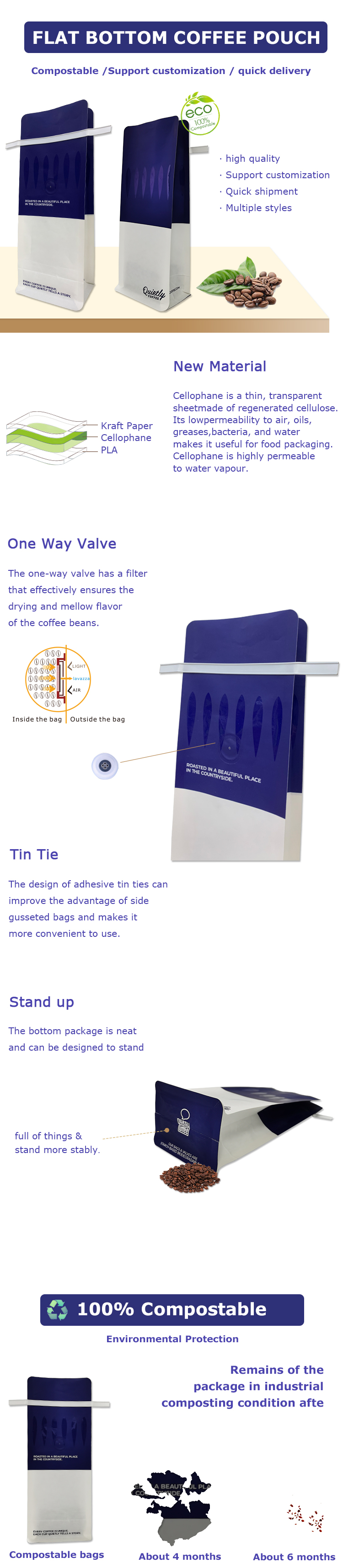 كيس القهوة التعادل القصدير