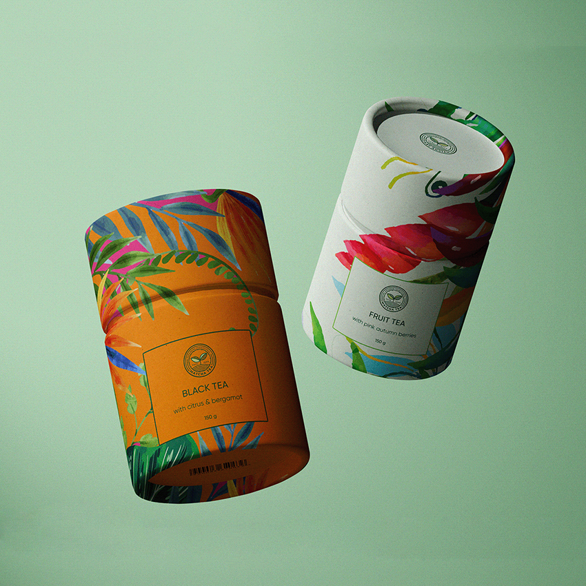 عبوات قهوة أسطوانية من الكرتون قابلة لإعادة التدوير بتصميم مخصص