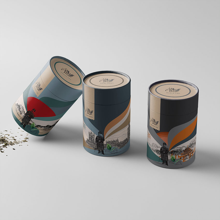 عبوات قهوة أسطوانية من الكرتون قابلة لإعادة التدوير بتصميم مخصص