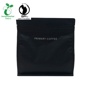 كيس تغليف Matt Black Coffee مطبوع حسب الطلب من نشا الذرة 100٪ من الصين