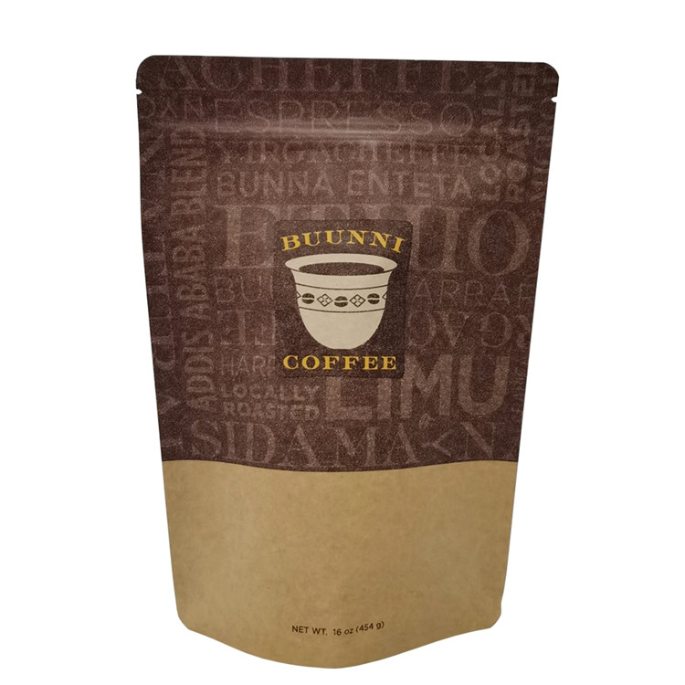 الألومنيوم الغذاء الصف كرافت القهوة الوقوف حقيبة ورقة قابلة للإغلاق مخصص مرنة التعبئة والتغليف الحقيبة القهوة