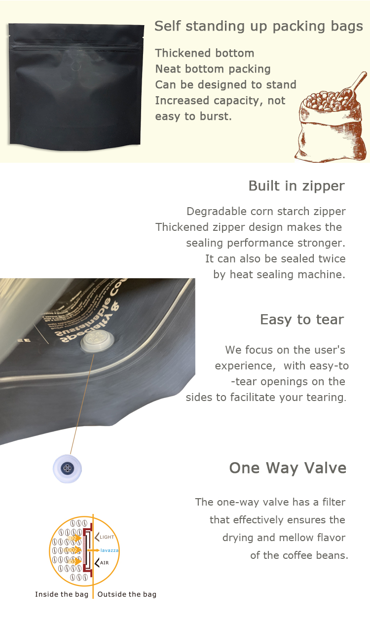 كيس قهوة مع صمام