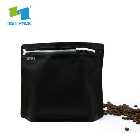 الصين مورد مخصص طباعة مسطحة القاع الغذاء الصف 500 جرام 1 كجم التعبئة رقائق الألومنيوم Ziplock تسمية مخصصة سماد حقيبة القهوة السوداء مات
