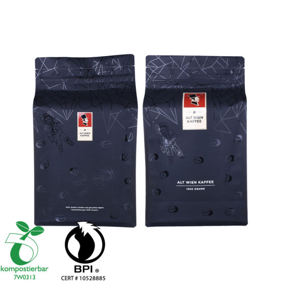 حقيبة قهوة مسطحة القاع بسحاب مصنع صمام طريقة واحدة في الصين