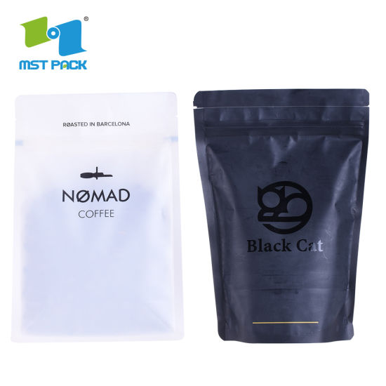 عبوة مرنة قابلة للتحلل الحيوي معتمدة من إدارة الغذاء والدواء الأمريكية ، عبوة بسحاب قابل للإغلاق 8 أونصة 10 أونصة 12 أونصة كيس قهوة من رقائق الألومنيوم