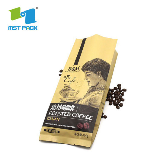 قوي الختم صديقة للبيئة الجانب شقة أسفل مخصص الطباعة بالجملة كيس تغليف القهوة القابلة للتحلل الحيوي مع صمام