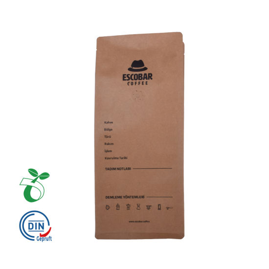 مخصص مطبوعة صديقة للبيئة قابلة للتحلل سماد الشاي القهوة براون كرافت ورقة الحقيبة حقيبة
