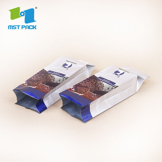 قوي الختم صديقة للبيئة الجانب شقة أسفل مخصص الطباعة بالجملة كيس تغليف القهوة القابلة للتحلل الحيوي مع صمام